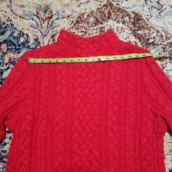 Lands' End True Red Mockneck Mixed Cable Knit Chunky Sweater Size XL - Picture 5 of 7